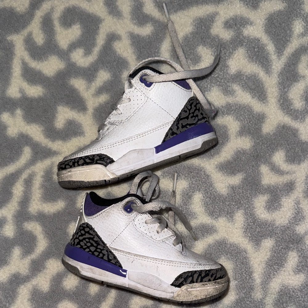 💜 Air Jordan GUC Toddlers Retro 3 Td 'Dark Iris' Sneakers💜 SIZE 6 - Picture 4 of 10